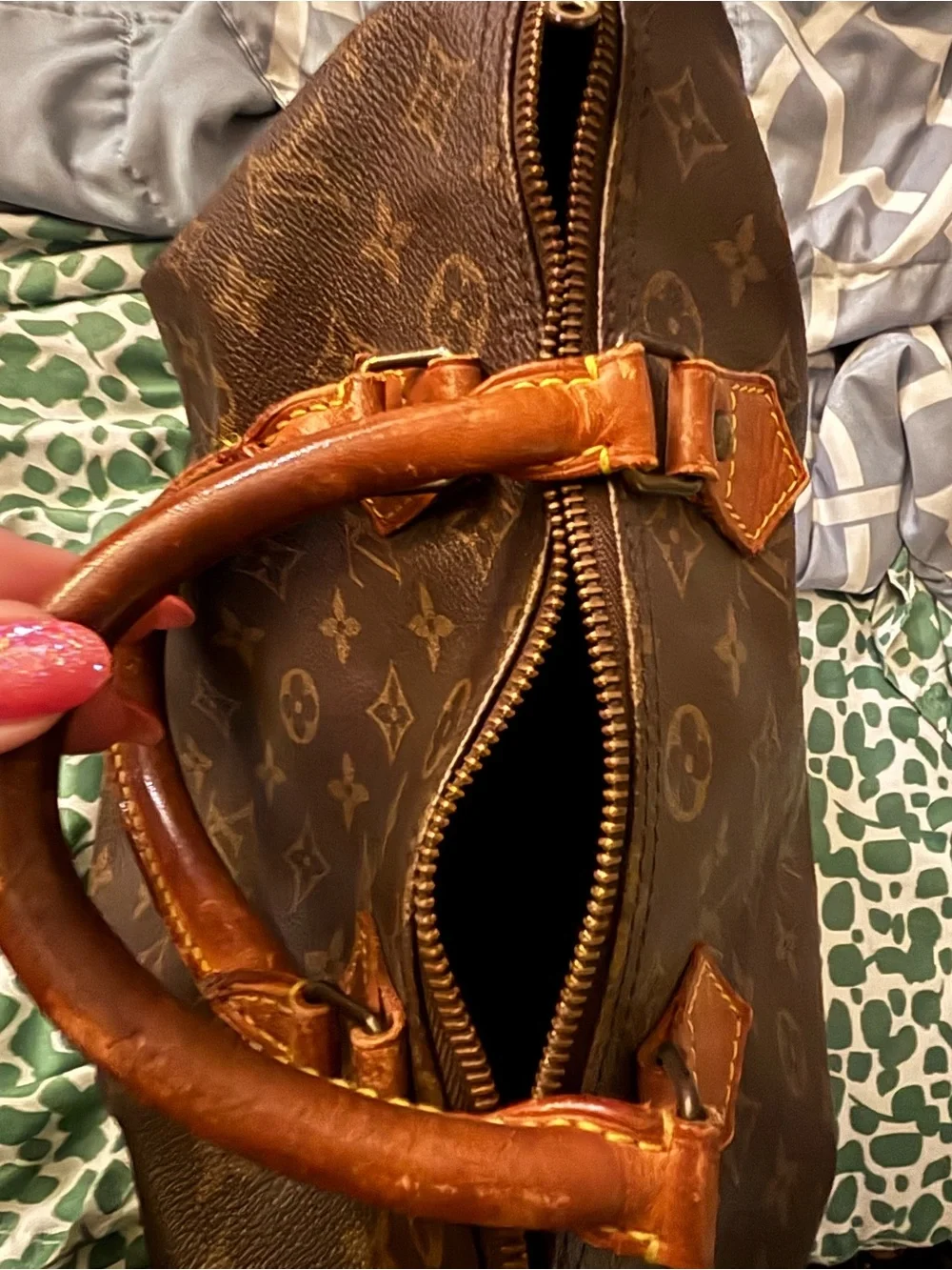 Louis Vuitton Brown Monogram Canvas Satchel with Tan Handles - Picture 2 of 5